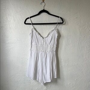White Chemise with V-Neck and Spaghetti Straps